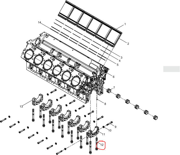 1001046098 Main Bearing Bolt OEM Baudouin  No.12