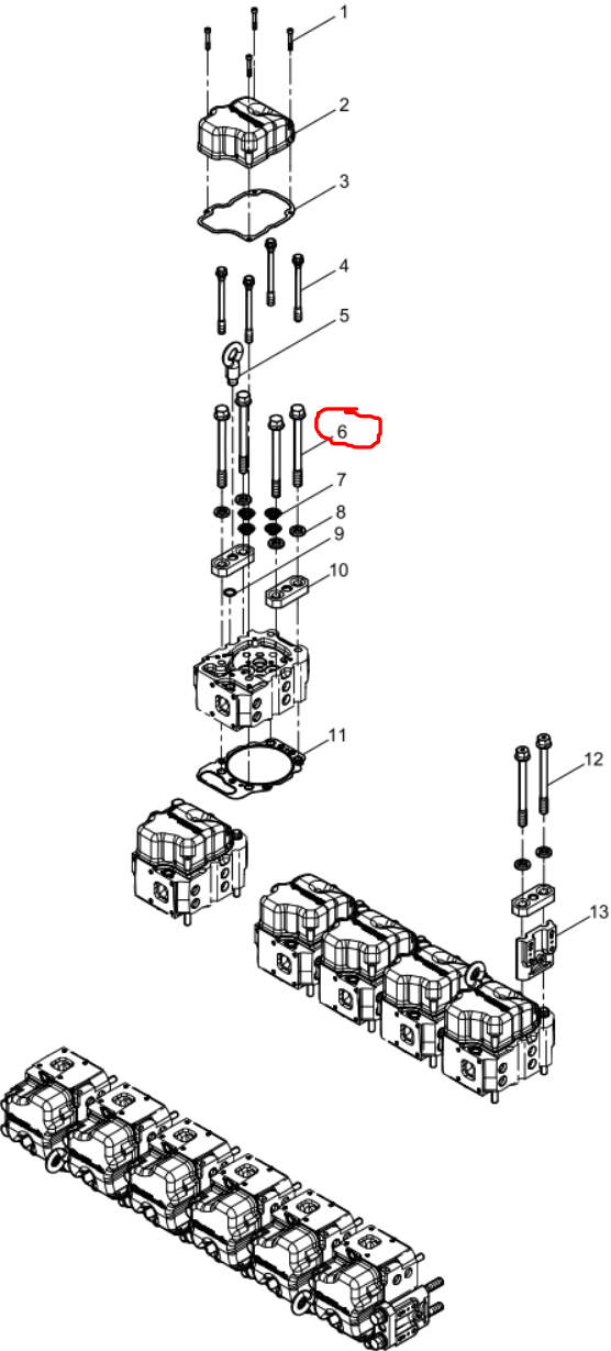 1000986091  Secondary Blots of Cylinder Head  Baudouin  No.6