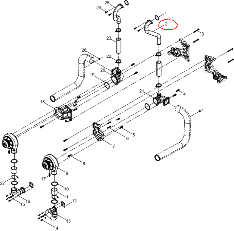 Baudouin  1001614953 Water Pump Water Pipe Assembly No.2 OEM