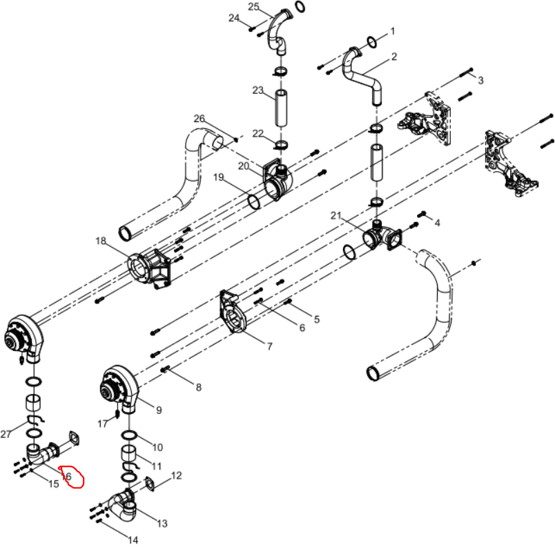 Baudouin  1002269460  Water-outlet Pipe No.16 OEM