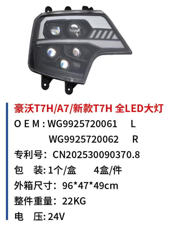 WG9925720061 WG9925720062 Faro dianteiro LED