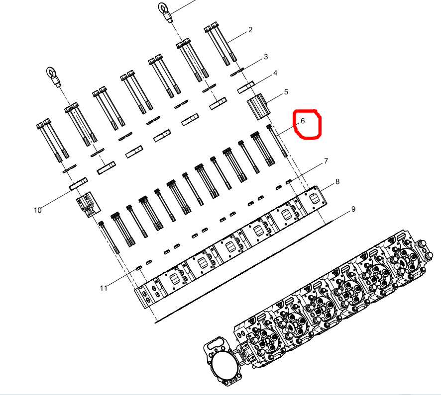 1001007680    Cylinder Head Main Bolt  OEM  6