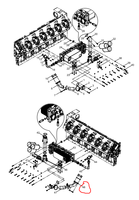 331003000469  Oil Cooler Water Pipe OEM  48