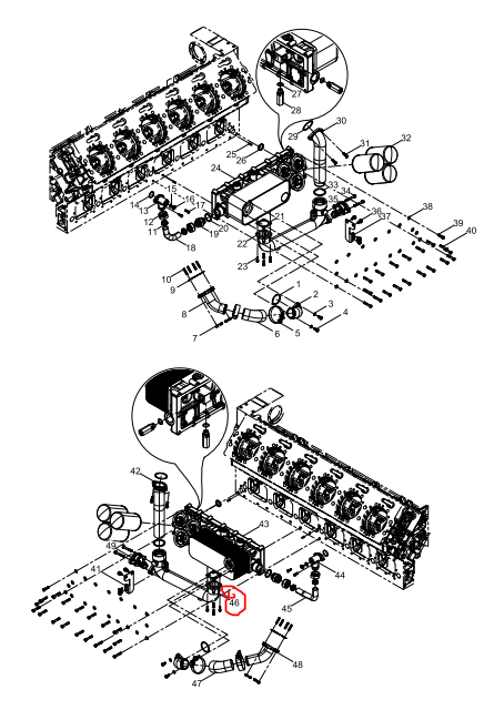 1000054720  Oil Cooler Water Pipe OEM  46