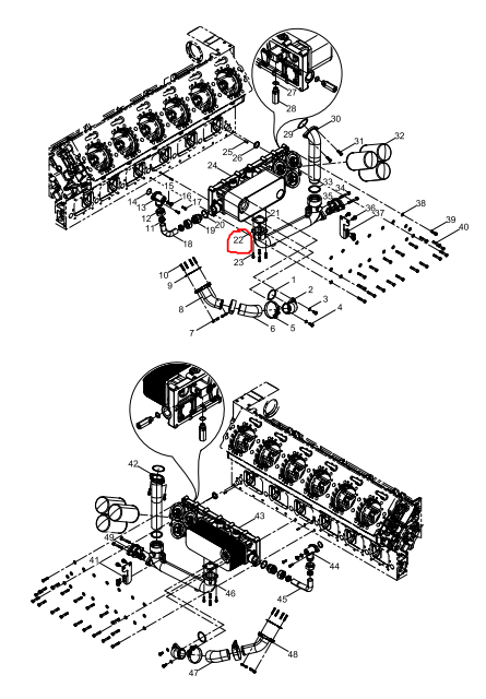 1000054719  Oil Cooler Water Pipe OEM  22
