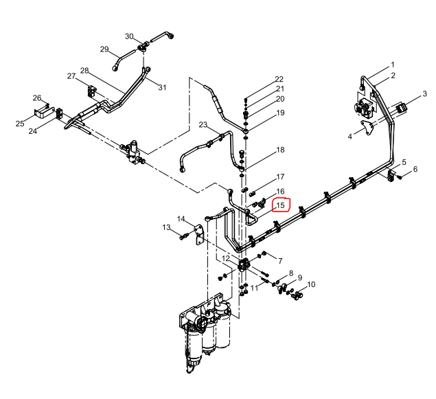 331005000824  Fuel-inlet Pipe Assembly OEM  15