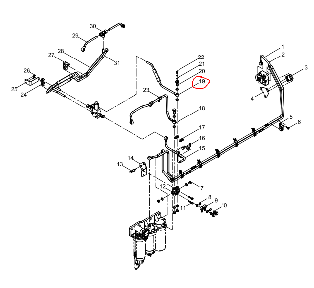 331005001105  Fuel Return Pipe Assembly OEM  19