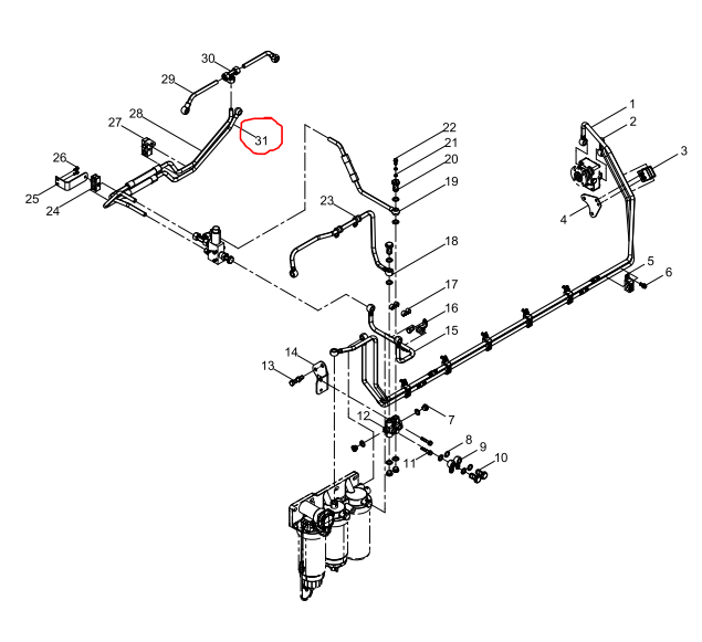 331005000830  Fuel Return Pipe Assembly OEM  31