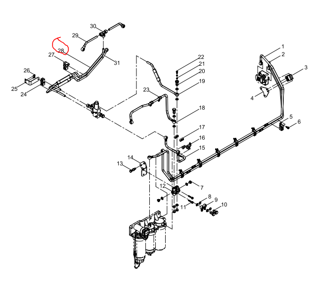331005000826  Fuel-inlet Pipe Assembly OEM  28