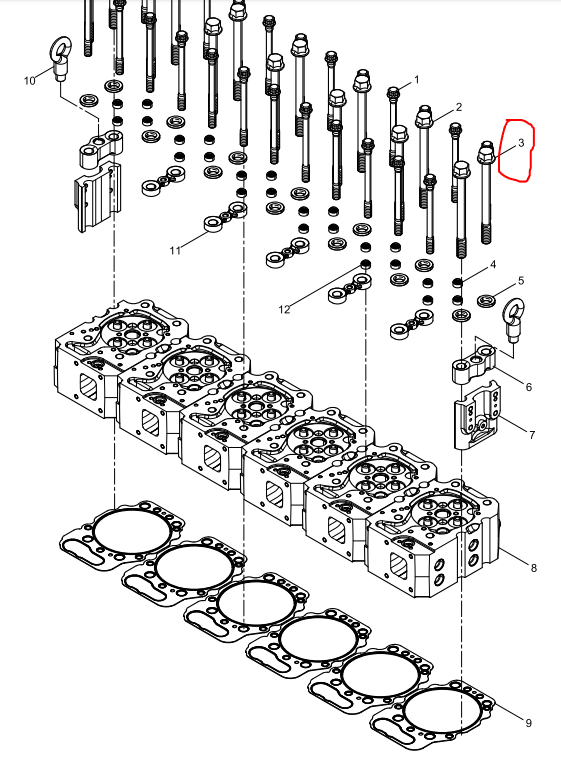 1001104690  Secondary Blots of Cylinder Head   OEM 3