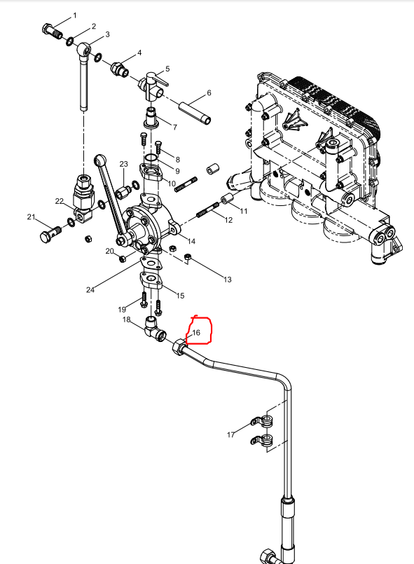 1000161476  Pre-luburicationg Pump Oil Pipe OEM  16