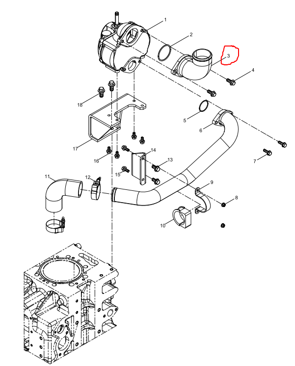 X6231.225W  Water-outlet Pipe OEM  3