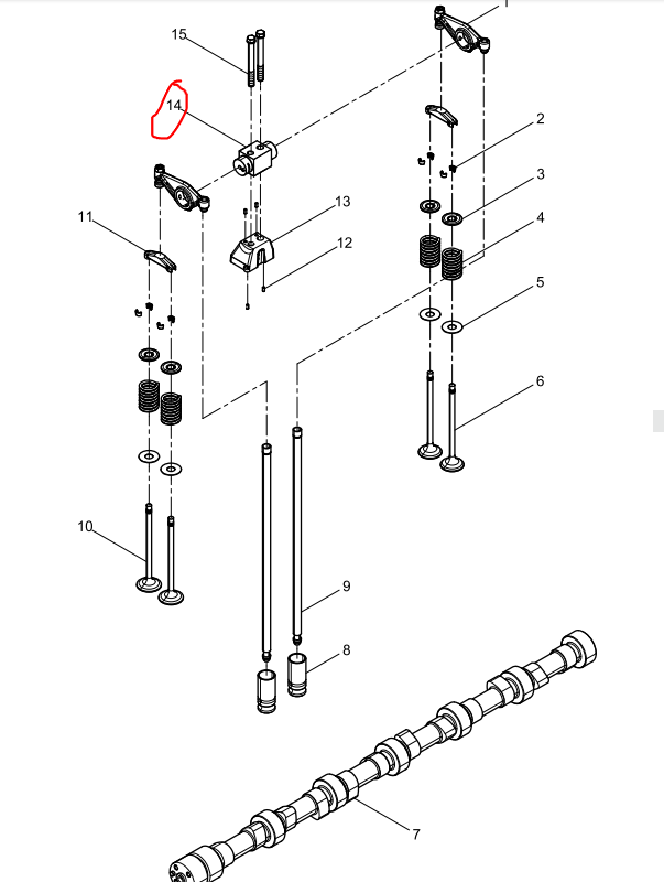612630050018  Rocker Arm Shaft Set OEM  14