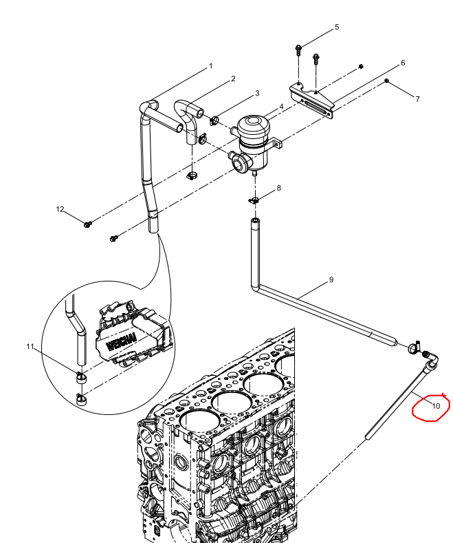 612630010409  Oil-gas Separator Oil-return Pipe OEM  10