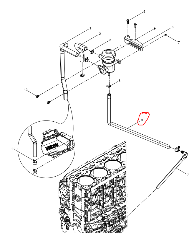 612630061000  Oil Connecting Rubber Pipe OEM 9